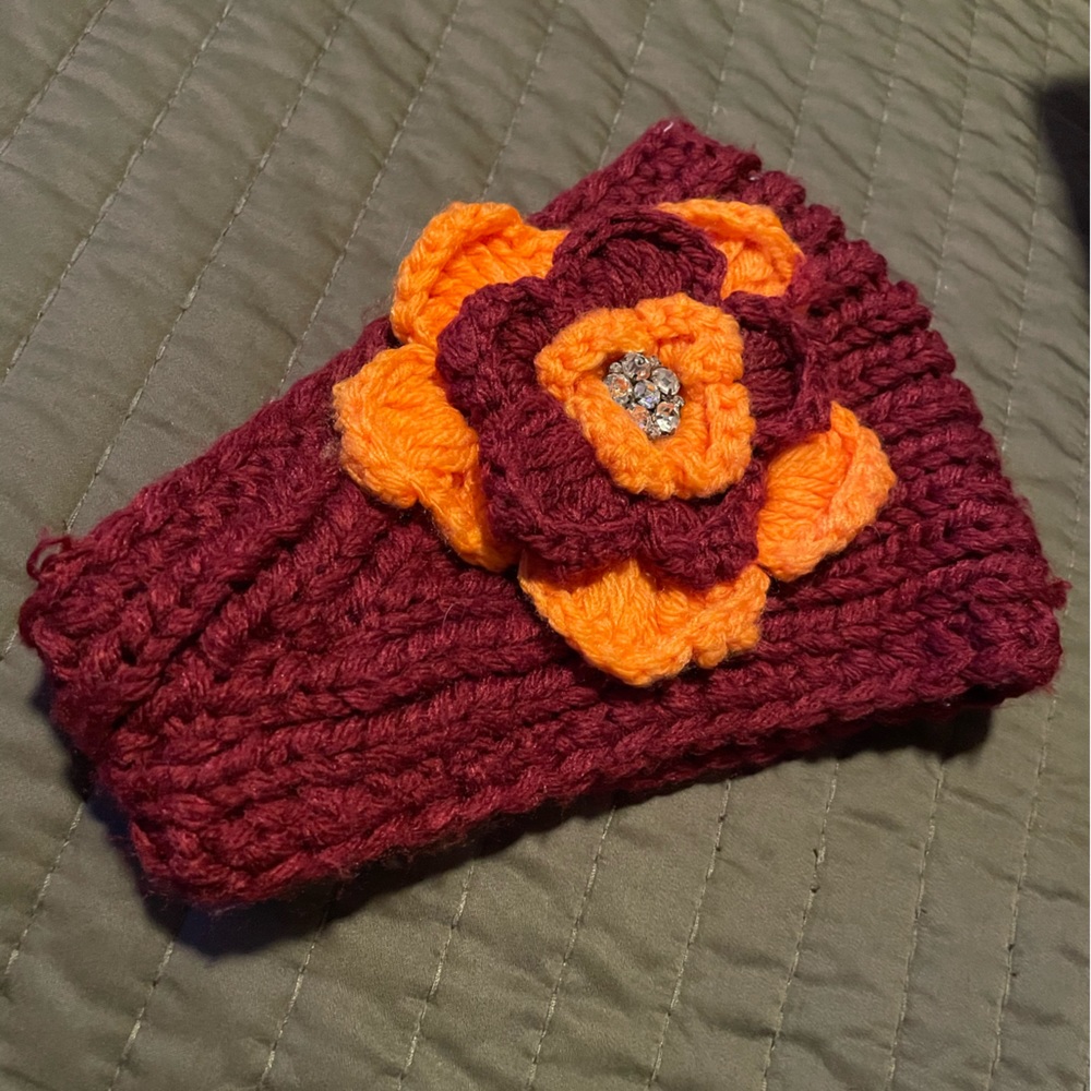 Virginia Tech Knitted headband with jewels